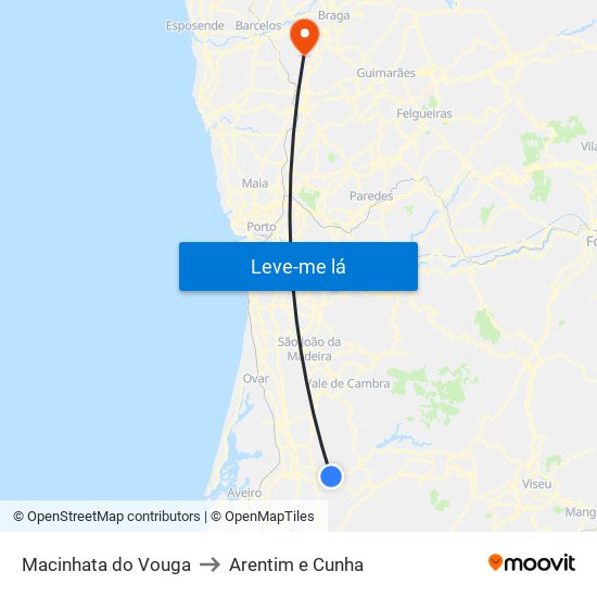 Macinhata do Vouga to Arentim e Cunha map