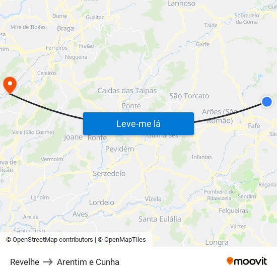 Revelhe to Arentim e Cunha map