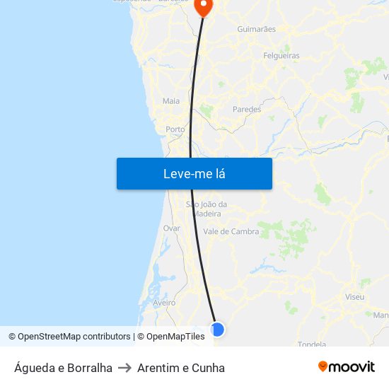 Águeda e Borralha to Arentim e Cunha map