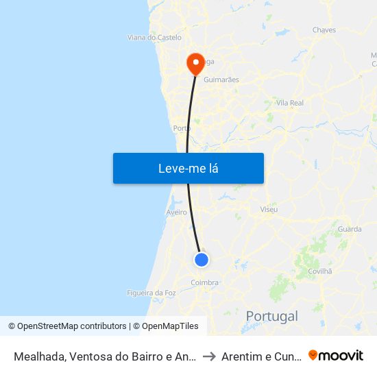 Mealhada, Ventosa do Bairro e Antes to Arentim e Cunha map