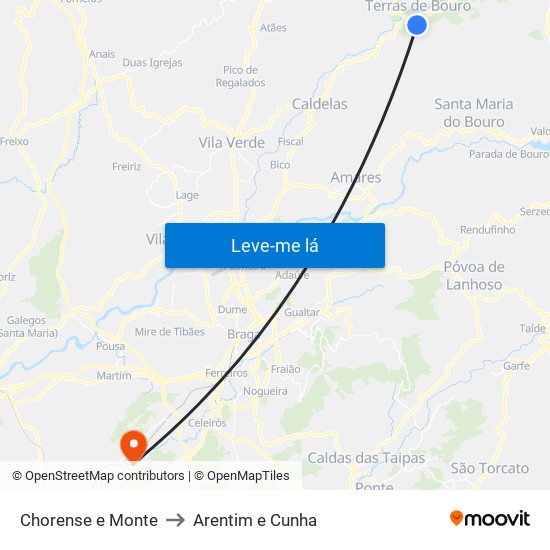 Chorense e Monte to Arentim e Cunha map