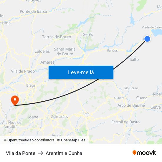 Vila da Ponte to Arentim e Cunha map