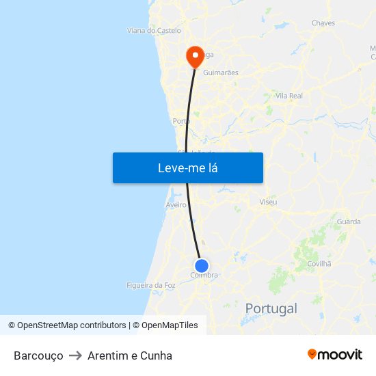 Barcouço to Arentim e Cunha map