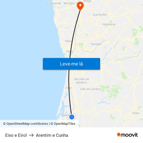 Eixo e Eirol to Arentim e Cunha map