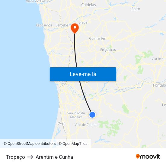 Tropeço to Arentim e Cunha map