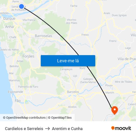 Cardielos e Serreleis to Arentim e Cunha map