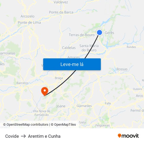 Covide to Arentim e Cunha map
