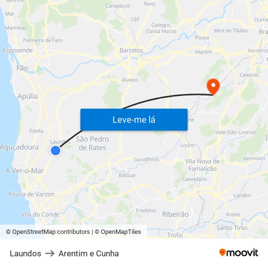 Laundos to Arentim e Cunha map