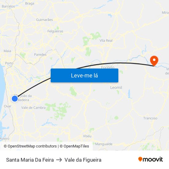 Santa Maria Da Feira to Vale da Figueira map