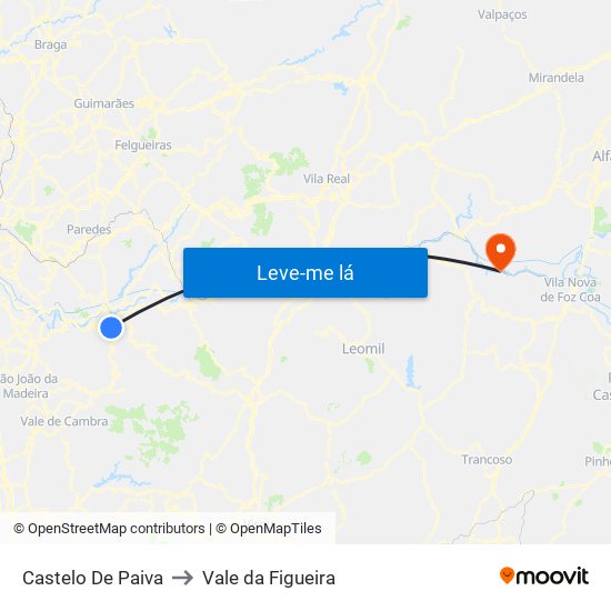 Castelo De Paiva to Vale da Figueira map