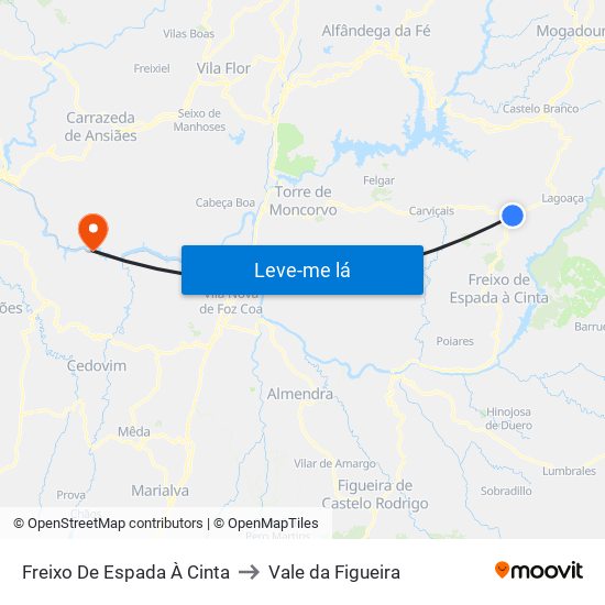 Freixo De Espada À Cinta to Vale da Figueira map