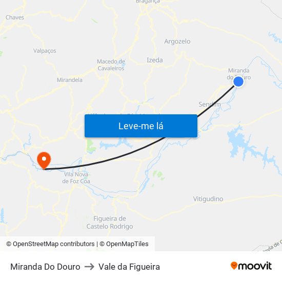 Miranda Do Douro to Vale da Figueira map