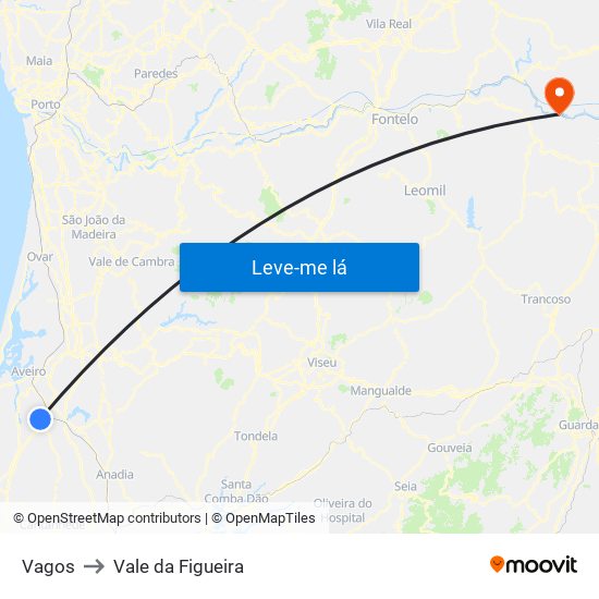 Vagos to Vale da Figueira map