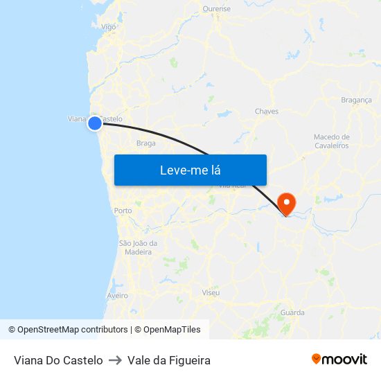 Viana Do Castelo to Vale da Figueira map