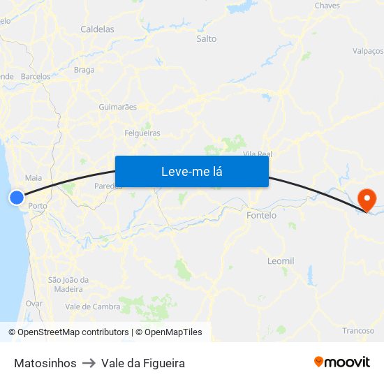 Matosinhos to Vale da Figueira map