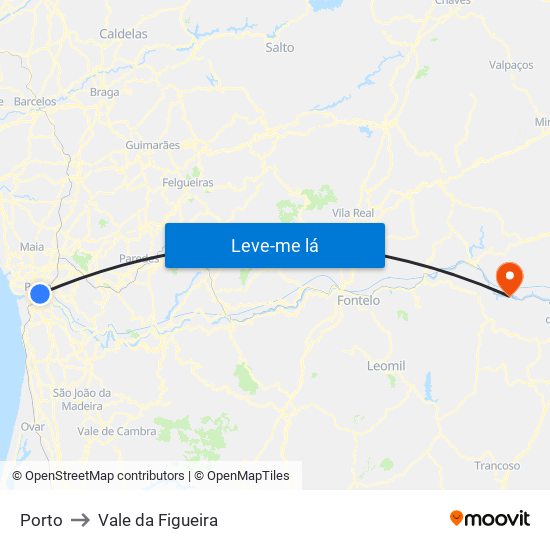 Porto to Vale da Figueira map
