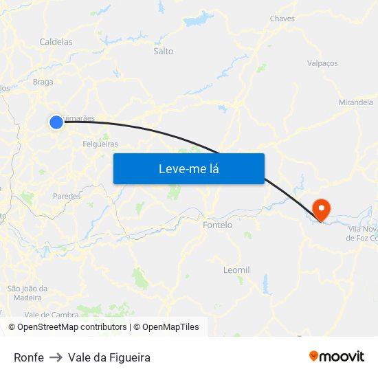 Ronfe to Vale da Figueira map