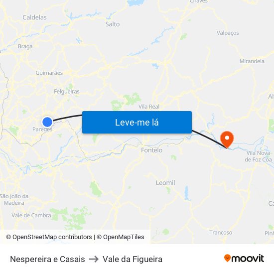 Nespereira e Casais to Vale da Figueira map