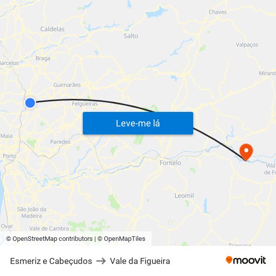 Esmeriz e Cabeçudos to Vale da Figueira map
