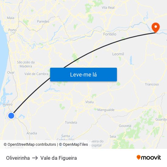 Oliveirinha to Vale da Figueira map