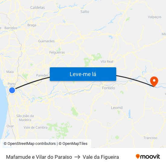 Mafamude e Vilar do Paraíso to Vale da Figueira map