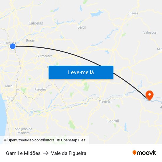 Gamil e Midões to Vale da Figueira map