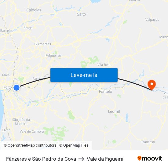 Fânzeres e São Pedro da Cova to Vale da Figueira map