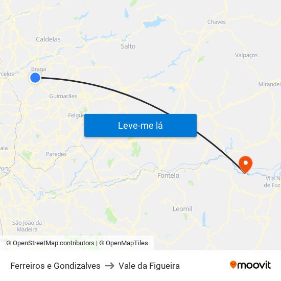 Ferreiros e Gondizalves to Vale da Figueira map