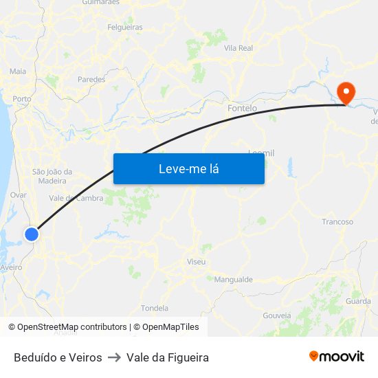 Beduído e Veiros to Vale da Figueira map