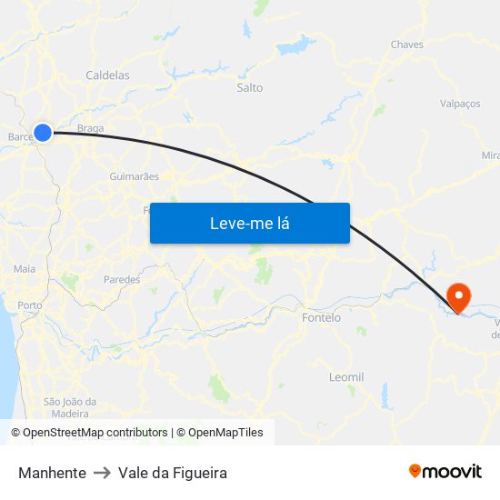 Manhente to Vale da Figueira map