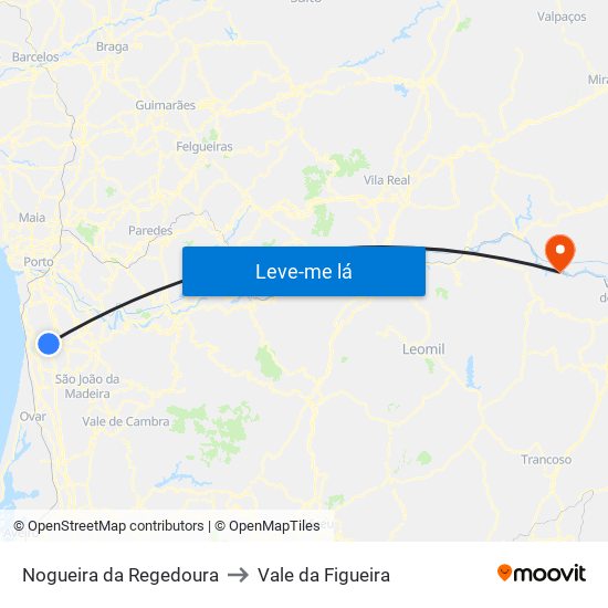 Nogueira da Regedoura to Vale da Figueira map