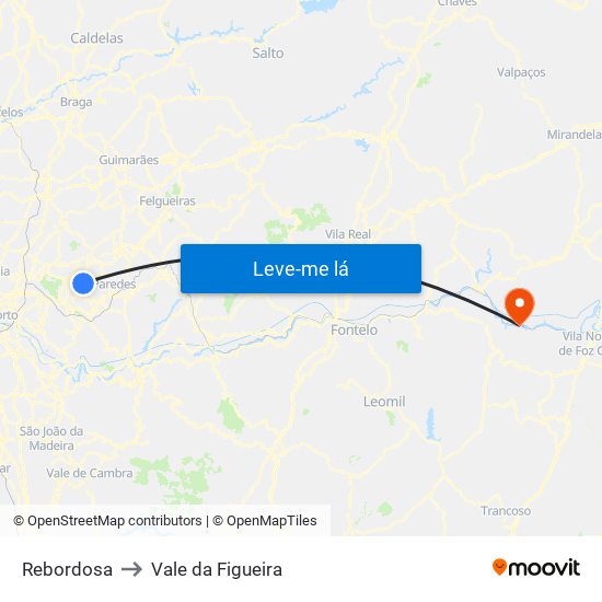 Rebordosa to Vale da Figueira map