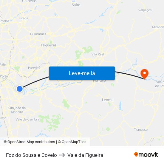 Foz do Sousa e Covelo to Vale da Figueira map