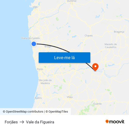 Forjães to Vale da Figueira map