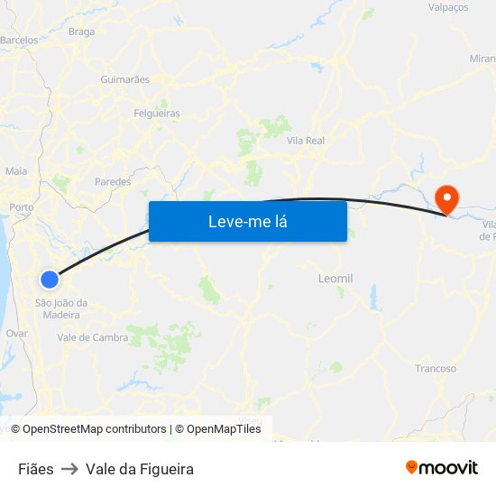 Fiães to Vale da Figueira map