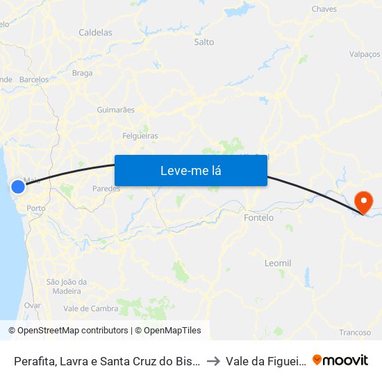 Perafita, Lavra e Santa Cruz do Bispo to Vale da Figueira map