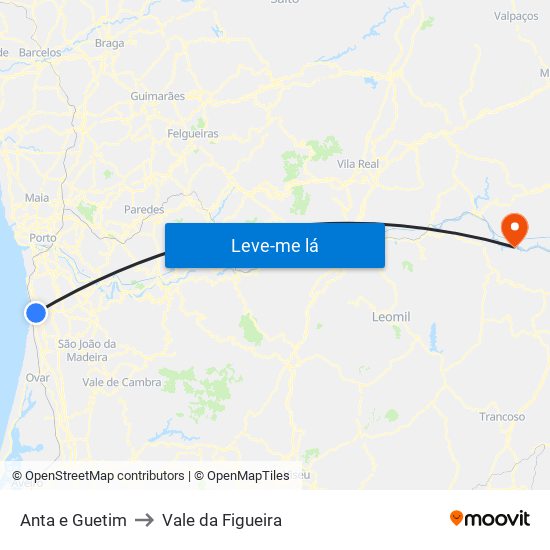 Anta e Guetim to Vale da Figueira map