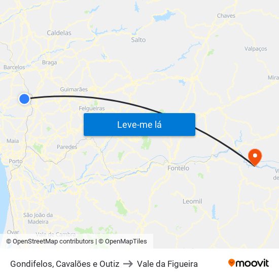 Gondifelos, Cavalões e Outiz to Vale da Figueira map