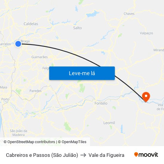 Cabreiros e Passos (São Julião) to Vale da Figueira map