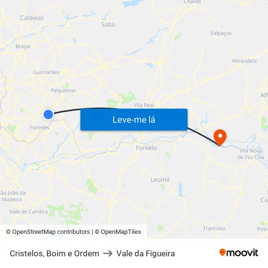 Cristelos, Boim e Ordem to Vale da Figueira map