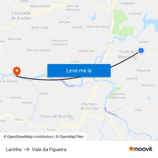 Larinho to Vale da Figueira map
