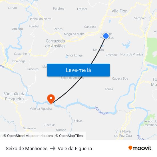 Seixo de Manhoses to Vale da Figueira map