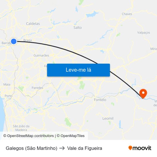 Galegos (São Martinho) to Vale da Figueira map