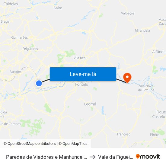 Paredes de Viadores e Manhuncelos to Vale da Figueira map