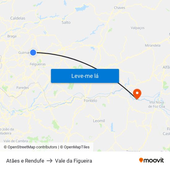 Atães e Rendufe to Vale da Figueira map