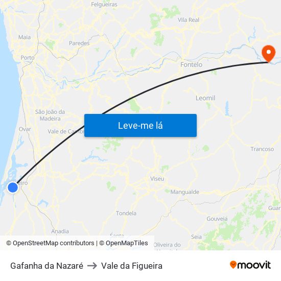 Gafanha da Nazaré to Vale da Figueira map