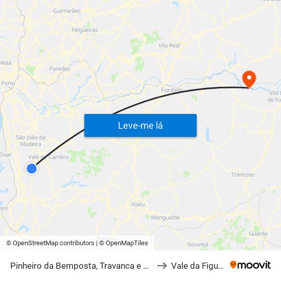 Pinheiro da Bemposta, Travanca e Palmaz to Vale da Figueira map