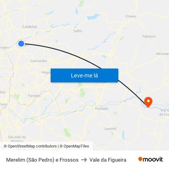 Merelim (São Pedro) e Frossos to Vale da Figueira map