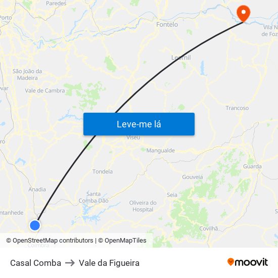 Casal Comba to Vale da Figueira map