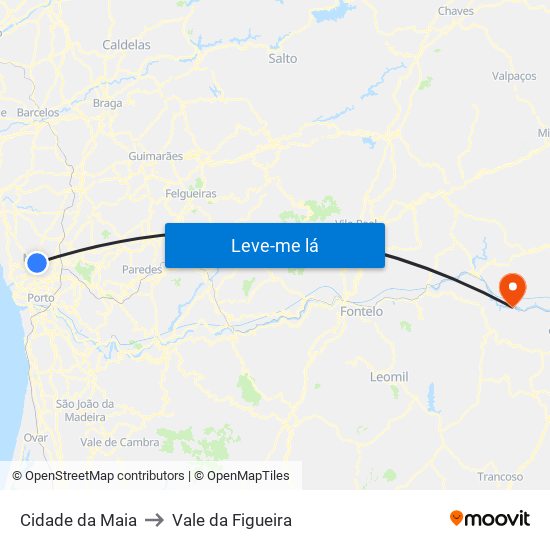 Cidade da Maia to Vale da Figueira map